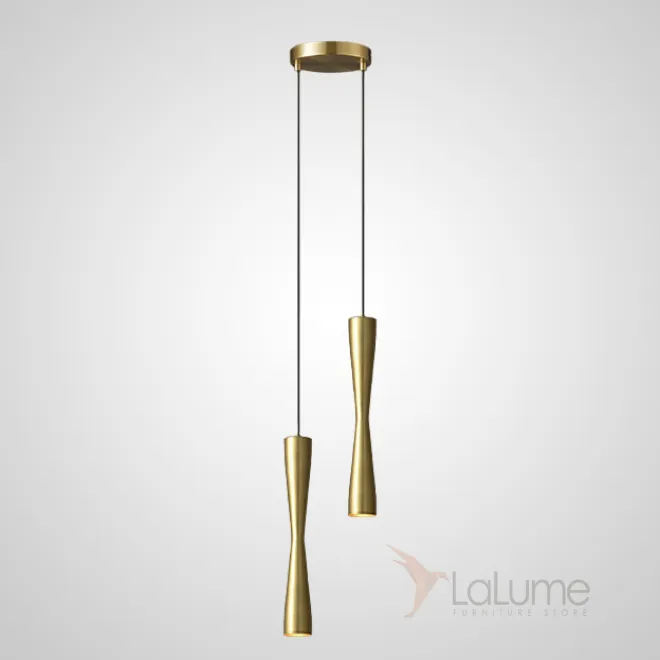 Готовая комбинация подвесных светодиодных светильников c латунным корпусом в форме песочных часов ORVIN DUO Brass