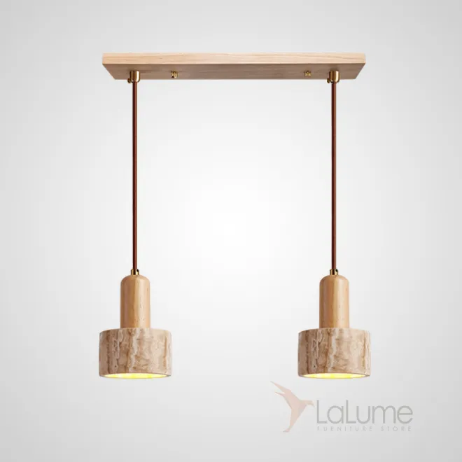 Готовая комбинация подвесных светильников с цилиндрическим и купольным абажуром из камня травертина с деревянным цокалем JAMTE COMBO A L2 Планка Готовая комбинация подвесных светильников с цилиндрическим и купольным абажуром из камня травертина с деревянным цокалем JAMTE COMBO A L2 Планка