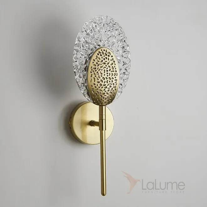 Светодиодный настенный светильник с плоским рельефным плафоном листовидной формы из стекла с металлической сердцевиной CERES WALL