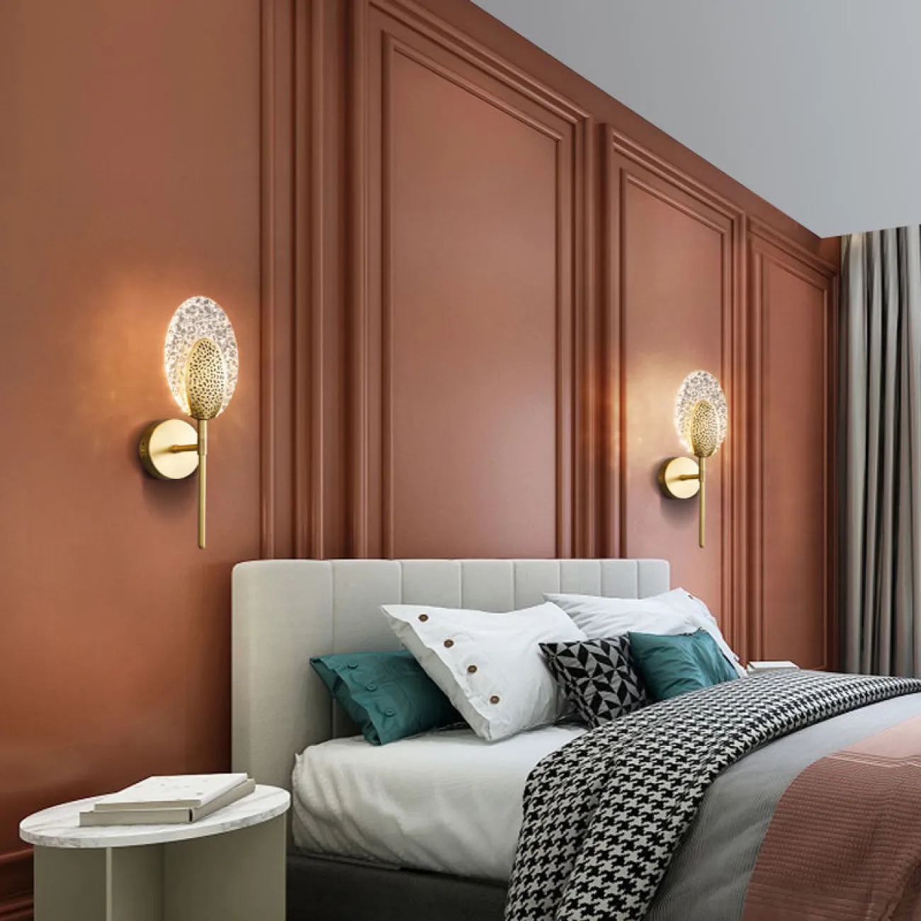 Светодиодный настенный светильник с плоским рельефным плафоном листовидной формы из стекла с металлической сердцевиной CERES WALL