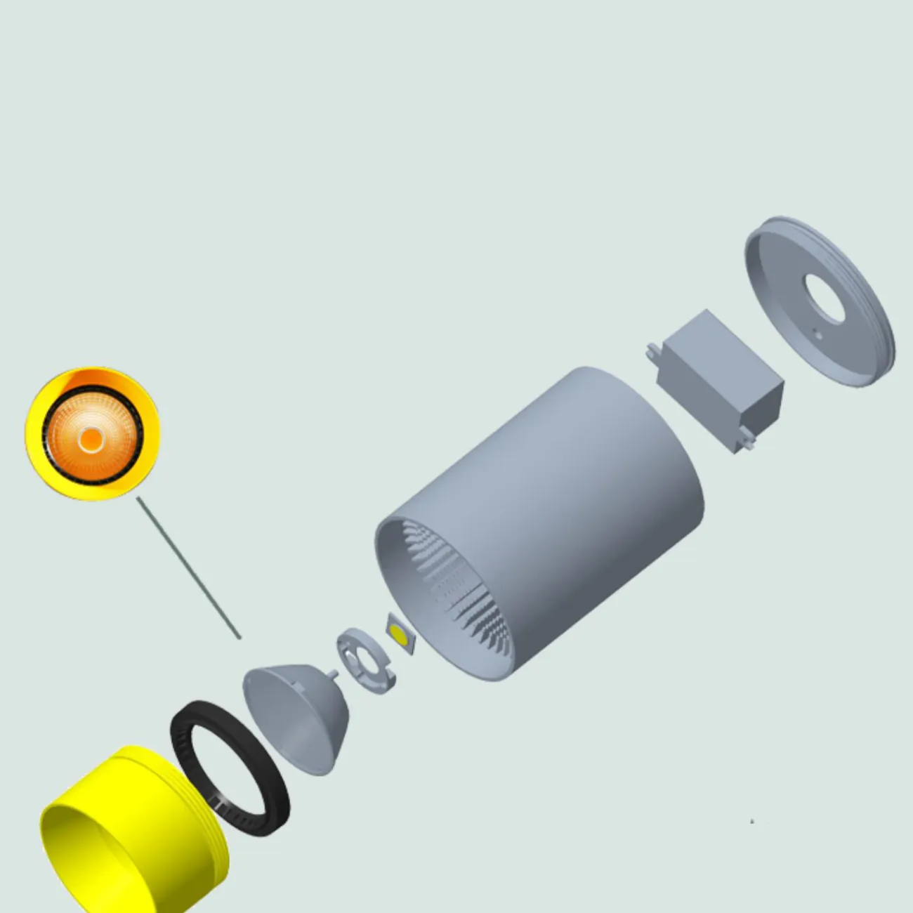 Накладной точечный светильник c плафоном цилиндрической формы RESTON White Yellow 4000К