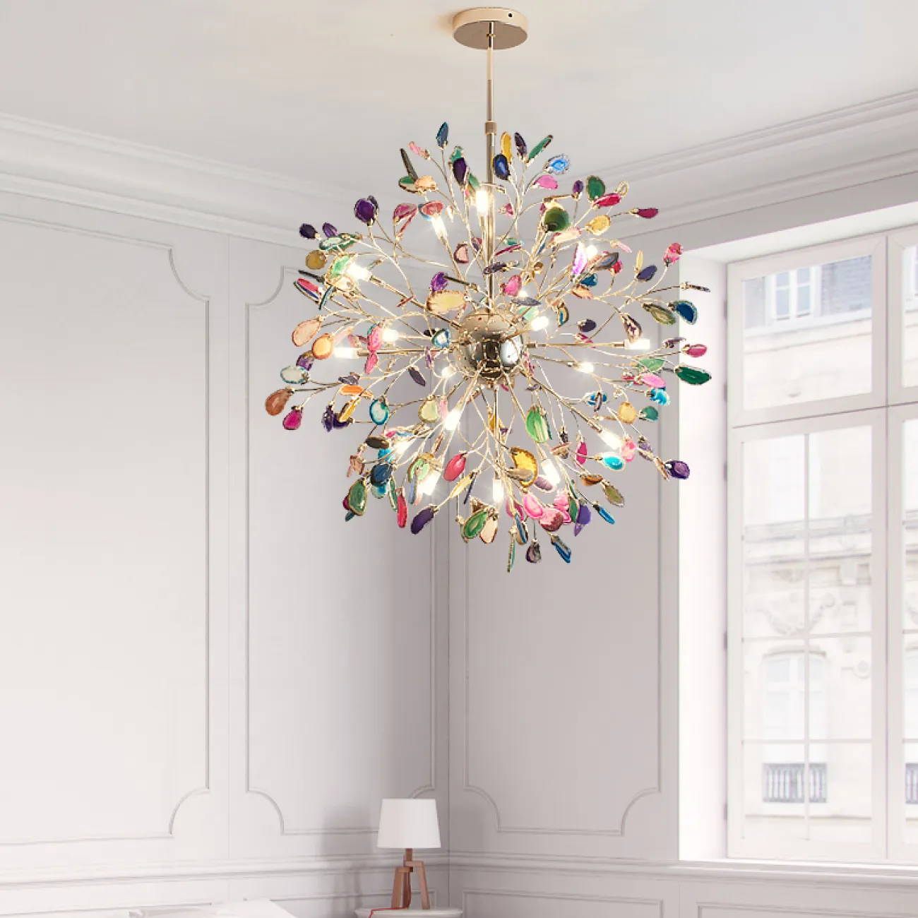 Люстра в стиле постмодерн из натурального агата