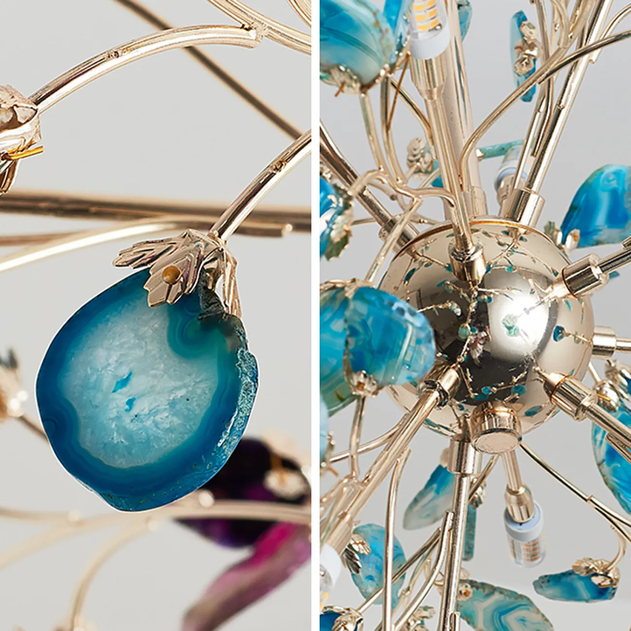 Люстра в стиле постмодерн из натурального агата