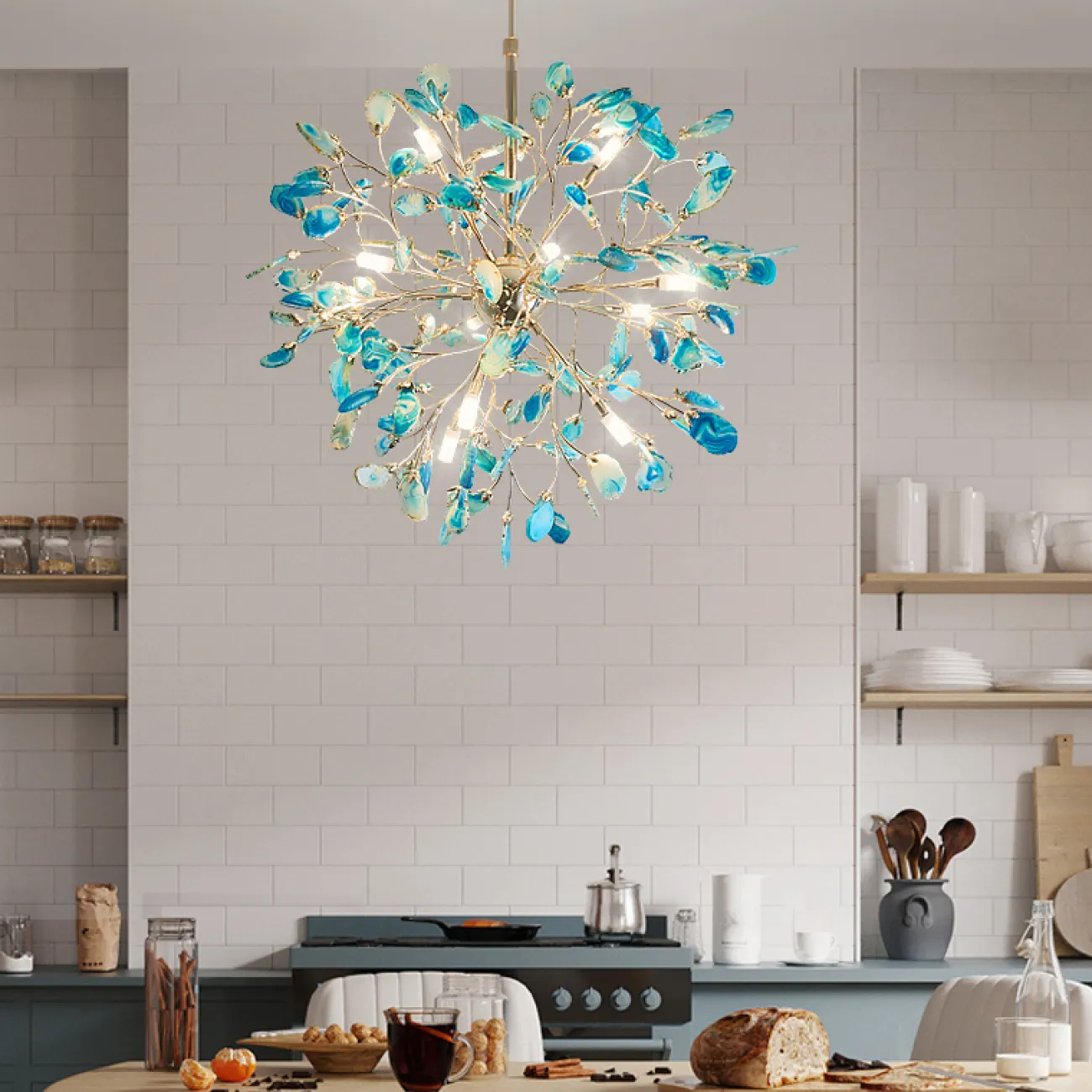 Люстра в стиле постмодерн из натурального агата