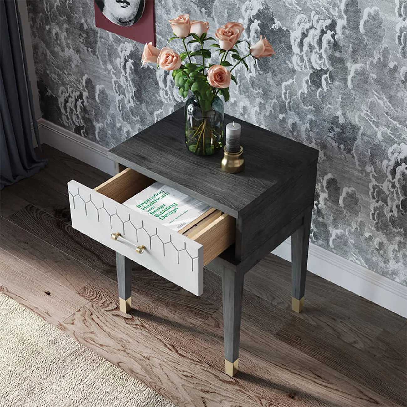 Дизайнерская прикроватная тумба - LaLume-TT00147