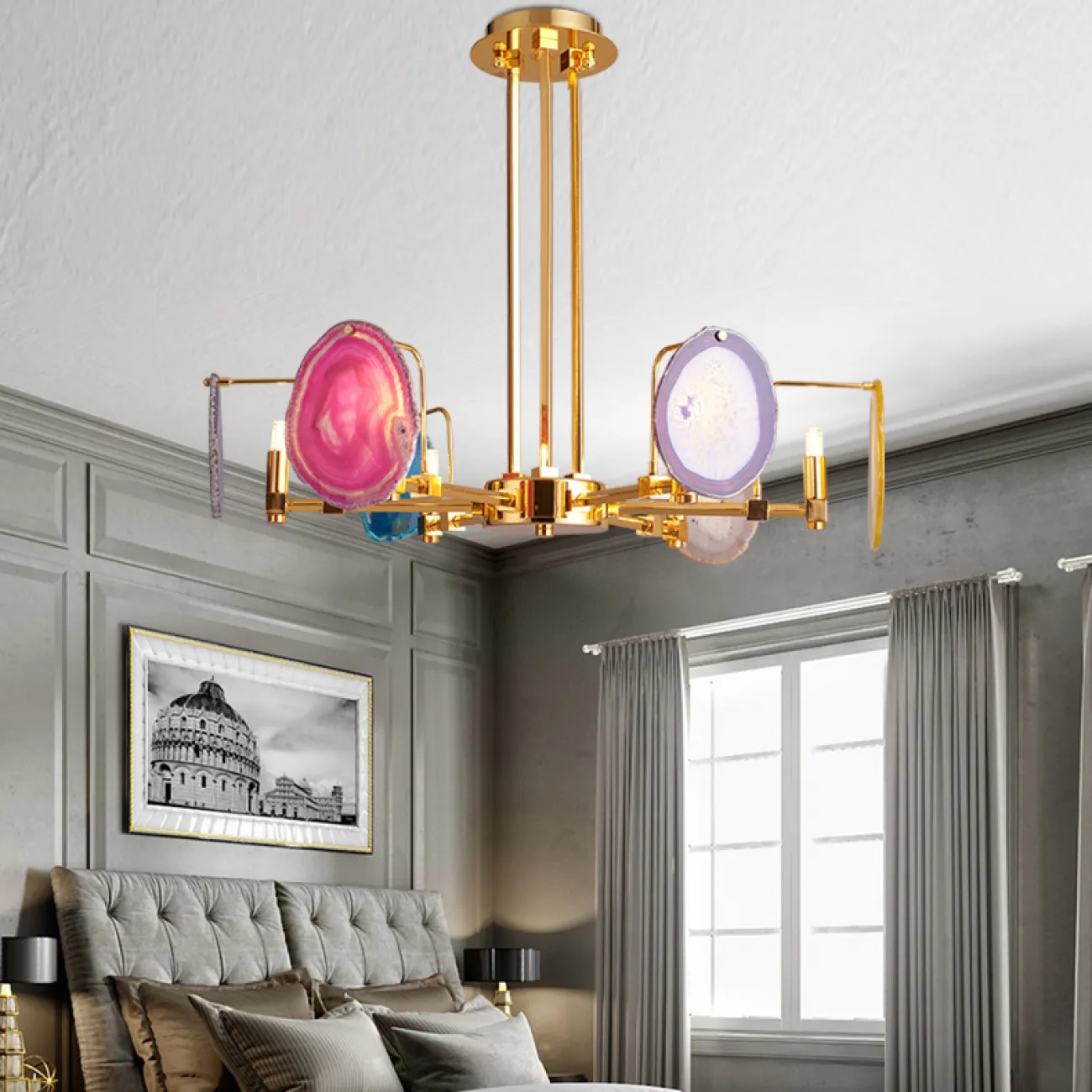 Люстра на штанге AGATE 4 Multicolored 6 от ImperiumLoft