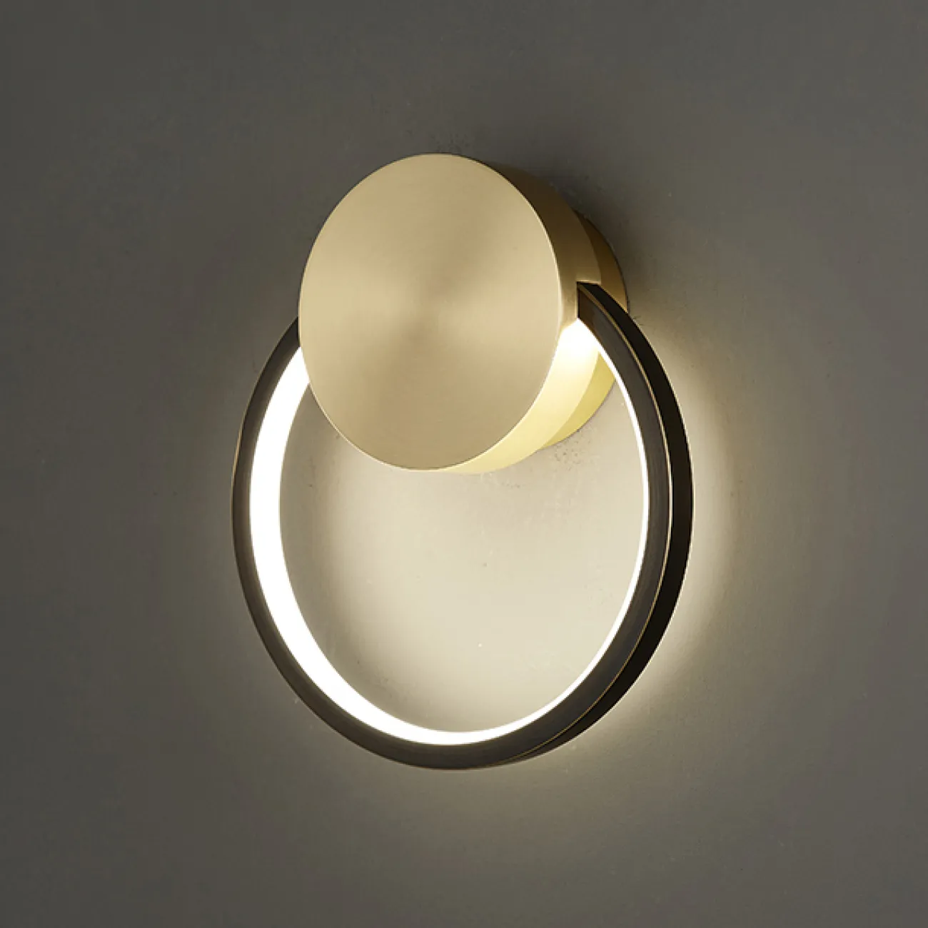 Серия настенных светодиодных светильников с кольцевым корпусом из натуральной и черненой латуни WOLKE SMALL D20 Black