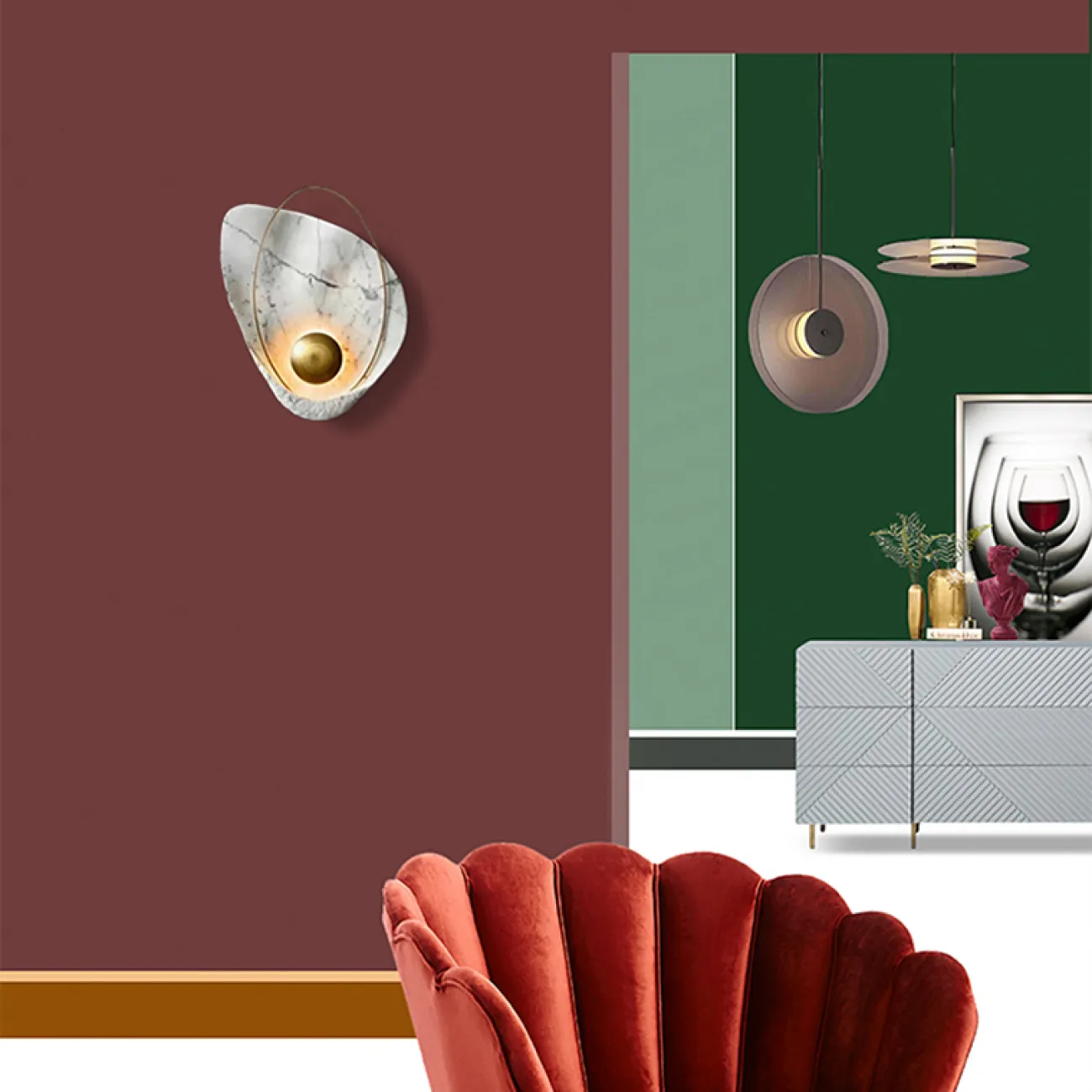 Настенный светильник CLAM Белый мрамор от ImperiumLoft Настенный светильник CLAM Белый мрамор от ImperiumLoft