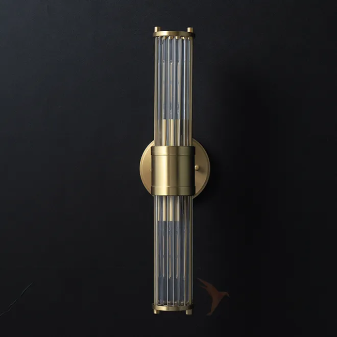 Настенный дизайнерский светильник из латуни и стеклянных стержней в американском стиле HILDIS WALL H45