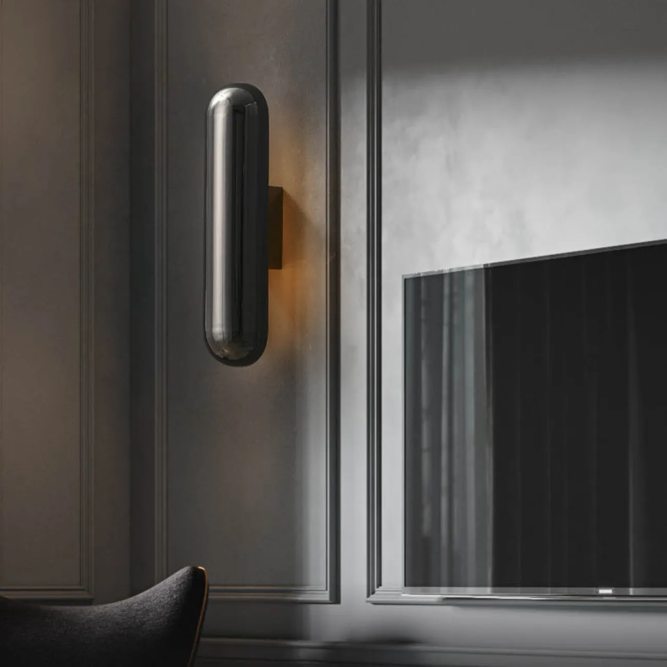 Серия настенных светодиодных светильников с глянцевым металлическим плафоном цилиндрической формы FIA Brass