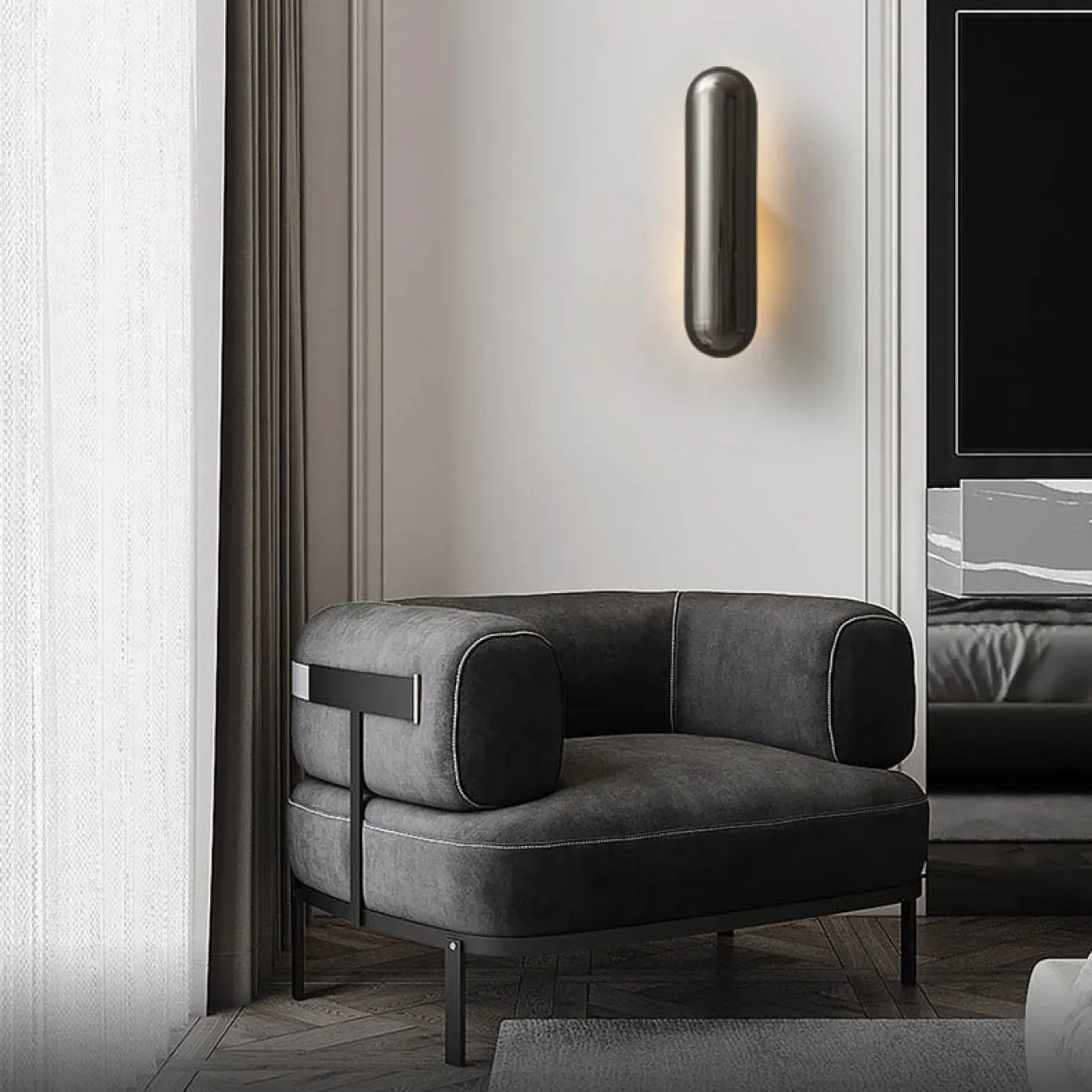 Серия настенных светодиодных светильников с глянцевым металлическим плафоном цилиндрической формы FIA Brass