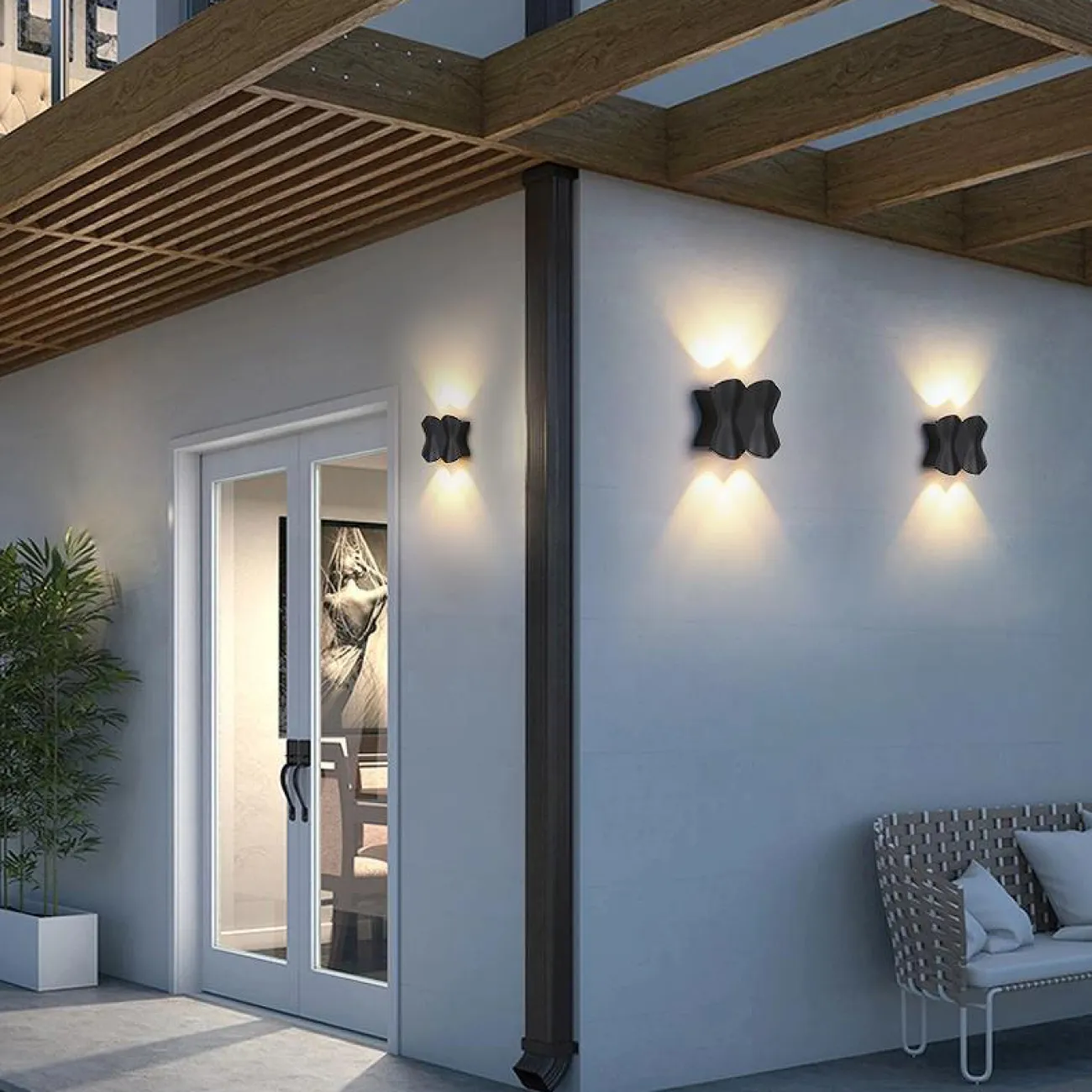 Серия настенных светодиодных светильников с рельефом в форме песочных часов HUBERT L11 Black