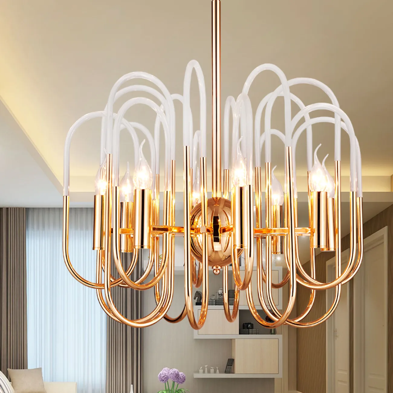 Люстра BRASS AND GLASS LOOP CHANDELIER D80 от ImperiumLoft