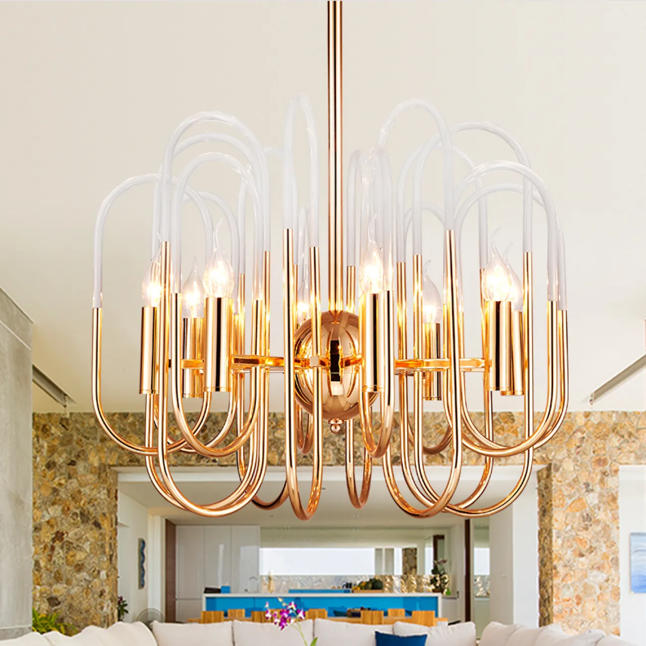 Люстра BRASS AND GLASS LOOP CHANDELIER D80 от ImperiumLoft