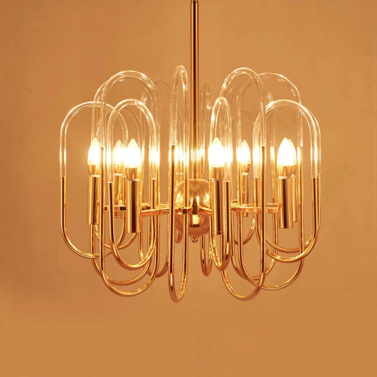 Люстра BRASS AND GLASS LOOP CHANDELIER D80 от ImperiumLoft