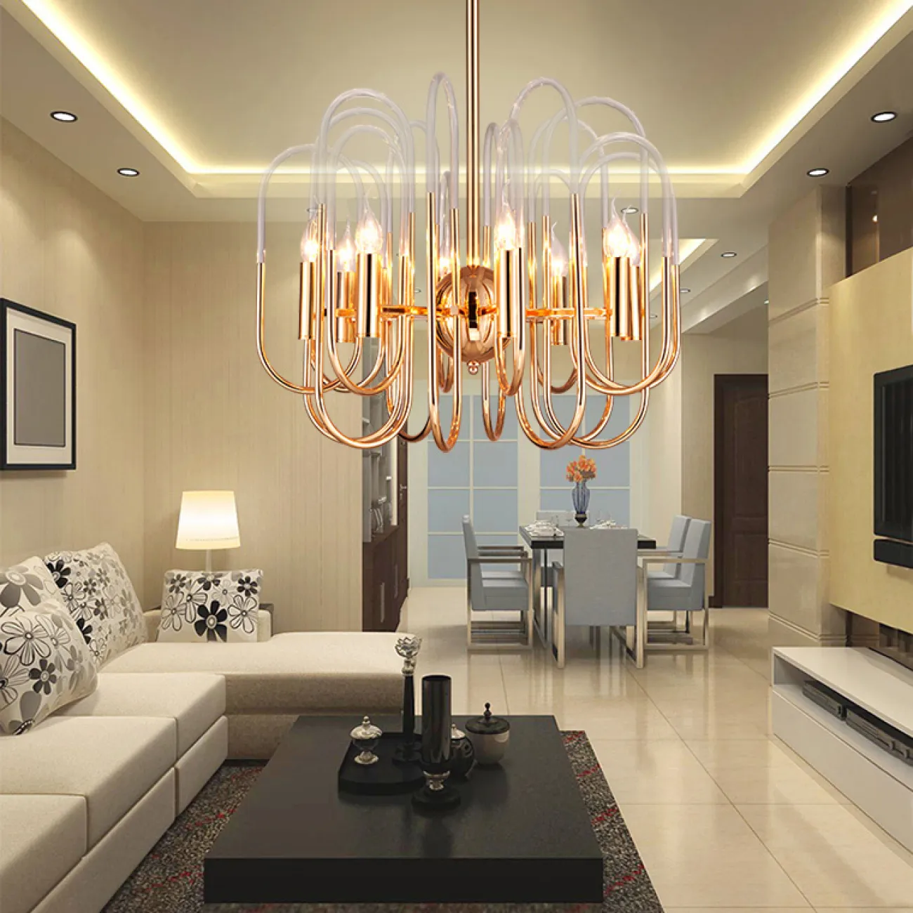 Люстра BRASS AND GLASS LOOP CHANDELIER D80 от ImperiumLoft
