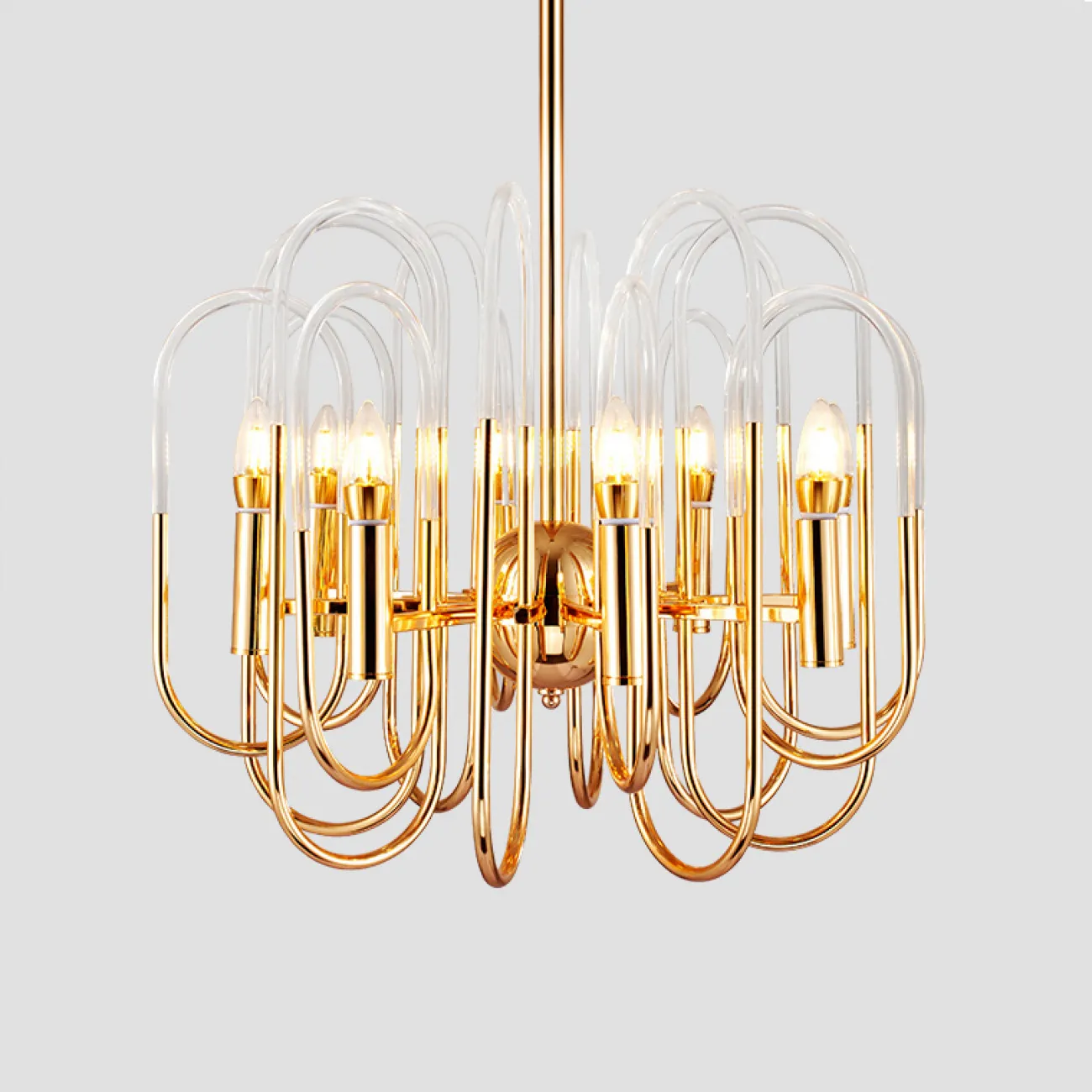 Люстра BRASS AND GLASS LOOP CHANDELIER D60 от ImperiumLoft
