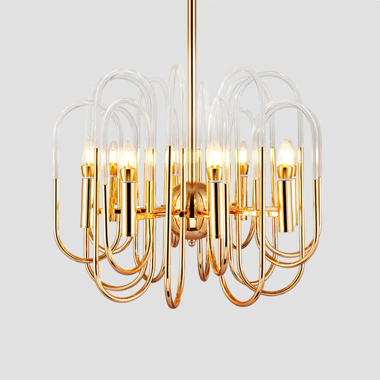 Люстра BRASS AND GLASS LOOP CHANDELIER D80 от ImperiumLoft