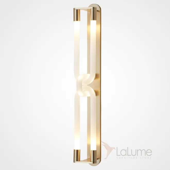 Серия настенных светодиодных светильников со скрещенными трубчатыми плафонами дугообразной формы GALAXY H100 Brass