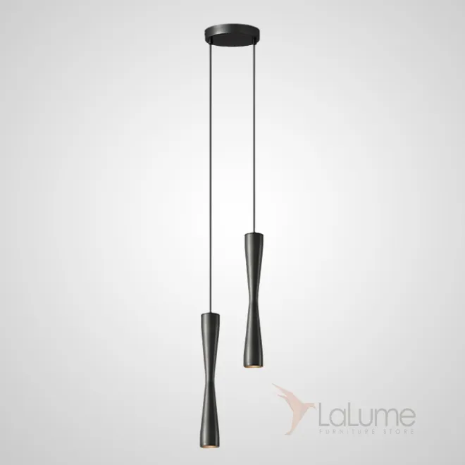 Готовая комбинация подвесных светодиодных светильников c латунным корпусом в форме песочных часов ORVIN DUO Black