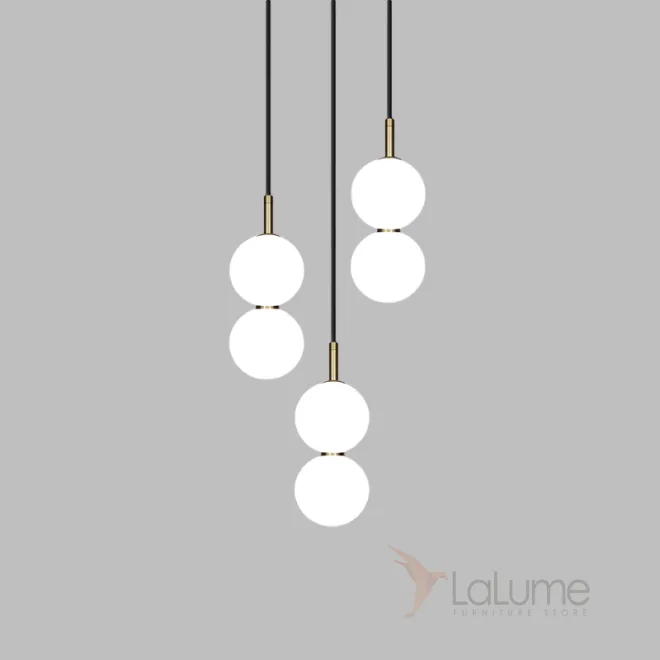 Готовая комбинация подвесных светодиодных светильников c шарообразными плафонами и купольными рассеивателями ROCCO COMBO A 3 подвеса