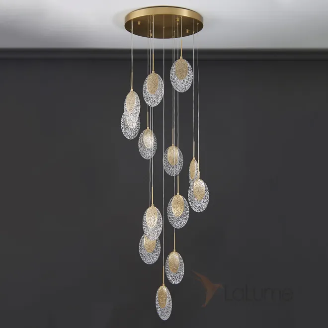 Готовая комбинация подвесных светодиодных светильников с рельефными плафонами листовидной формы с металлической сердцевиной CERES COMBO Готовая комбинация подвесных светодиодных светильников с рельефными плафонами листовидной формы с металлической сердцевиной CERES COMBO