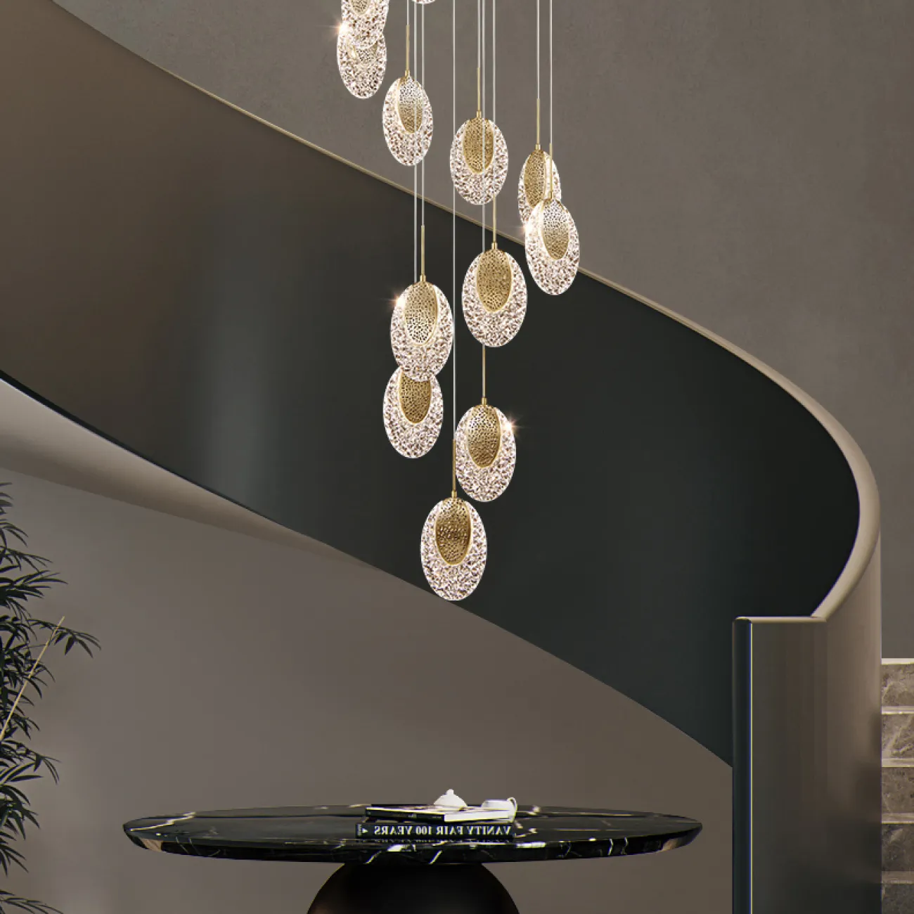 Готовая комбинация подвесных светодиодных светильников с рельефными плафонами листовидной формы с металлической сердцевиной CERES COMBO Готовая комбинация подвесных светодиодных светильников с рельефными плафонами листовидной формы с металлической сердцевиной CERES COMBO