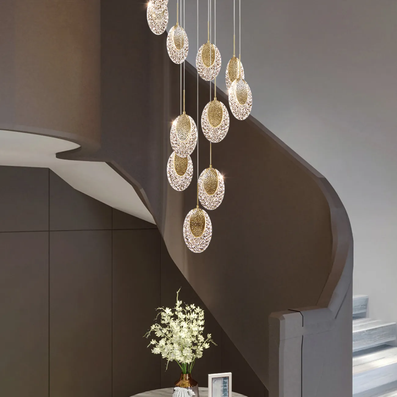 Готовая комбинация подвесных светодиодных светильников с рельефными плафонами листовидной формы с металлической сердцевиной CERES COMBO Готовая комбинация подвесных светодиодных светильников с рельефными плафонами листовидной формы с металлической сердцевиной CERES COMBO