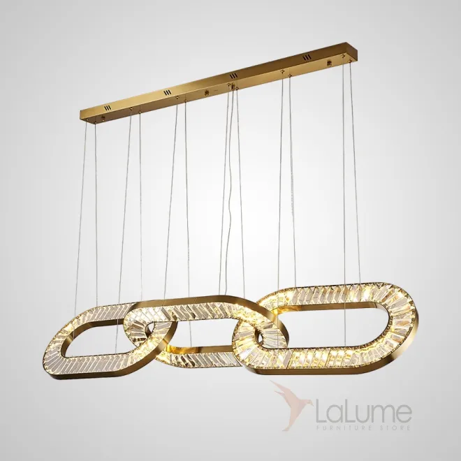 Готовая комбинация подвесных светодиодных светильников c закольцованными плафонами из прямоугольных хрустальных пластин CELEBRATE L135