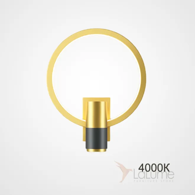 Серия настенных светильников в виде комбинации цилиндрического плафона и геометрической рамки с LED-подсветкой DAGVEIG С Brass 4000К