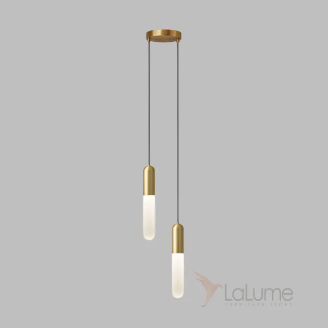 Готовая комбинация подвесных светильников с белыми цилиндрическими рассеивателями с матовым градиентным эффектом SIGLEIF DUO Brass
