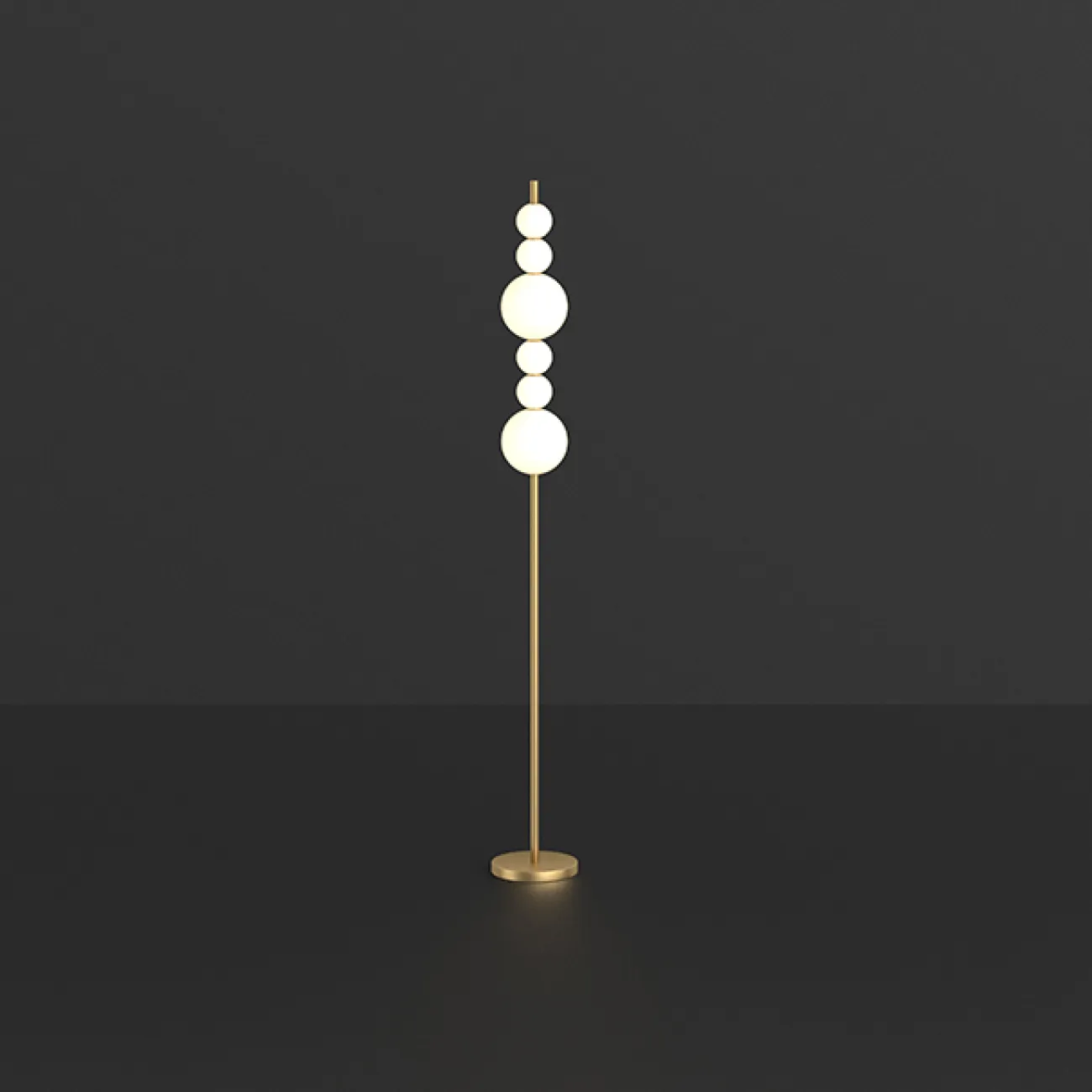 Серия напольных светильников с белыми шарообразными плафонами на вертикальной стойке из настоящей латуни KLABBE H160