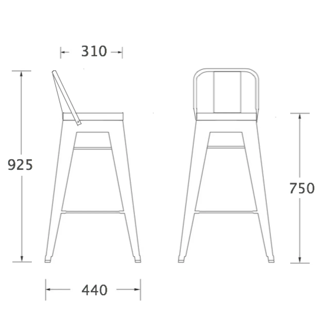 Барный стул Tolix Bar Stool 75 Backed designed by Xavier Pauchard		 in 1934 от LaLume