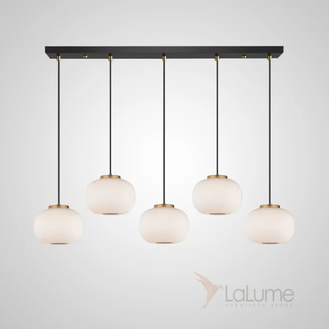 Готовая комбинация подвесных светодиодных светильников c белыми шарообразными плафонами из матового стекла HEMING COMBO L5 A Планка