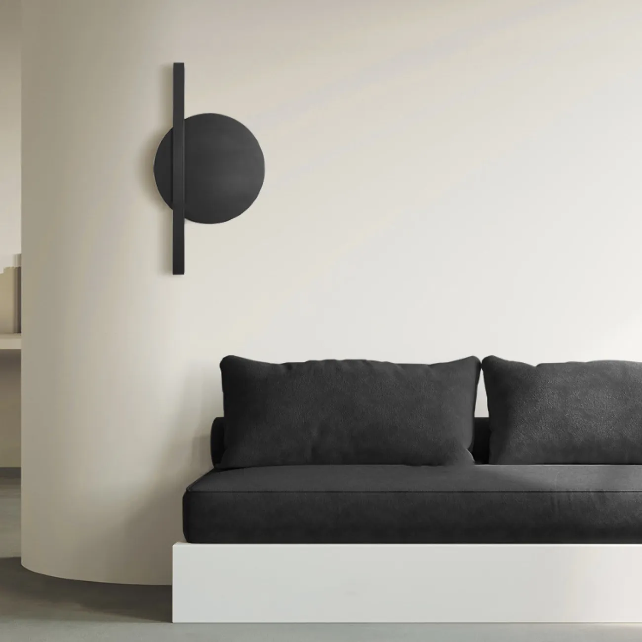 Серия минималистичных бра с контурной LED-подсветкой на плоском геометрическом корпусе с прямоугольным креплением ITEM A