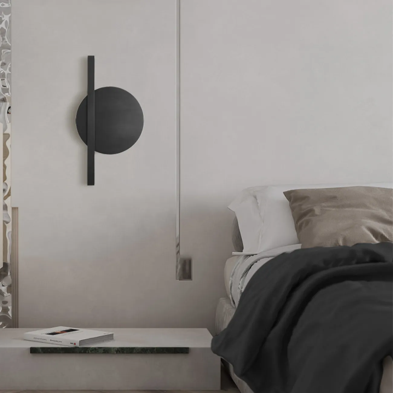 Серия минималистичных бра с контурной LED-подсветкой на плоском геометрическом корпусе с прямоугольным креплением ITEM A