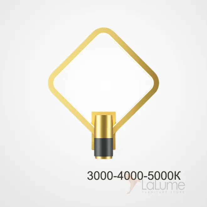 Серия настенных светильников в виде комбинации цилиндрического плафона и геометрической рамки с LED-подсветкой DAGVEIG A Brass Трехцветный свет