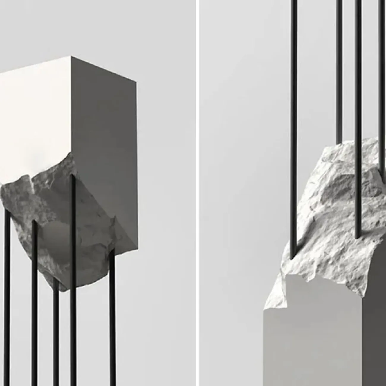 Напольный светодиодный светильник из белого известняка TENHO Напольный светодиодный светильник из белого известняка TENHO