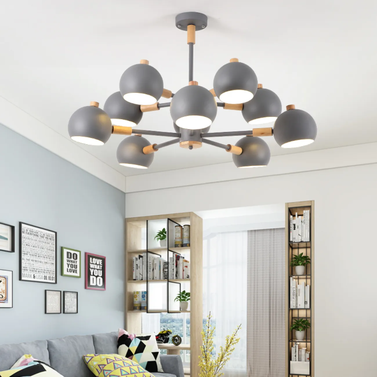Люстра на штанге SVEN 10 lamps Grey от ImperiumLoft