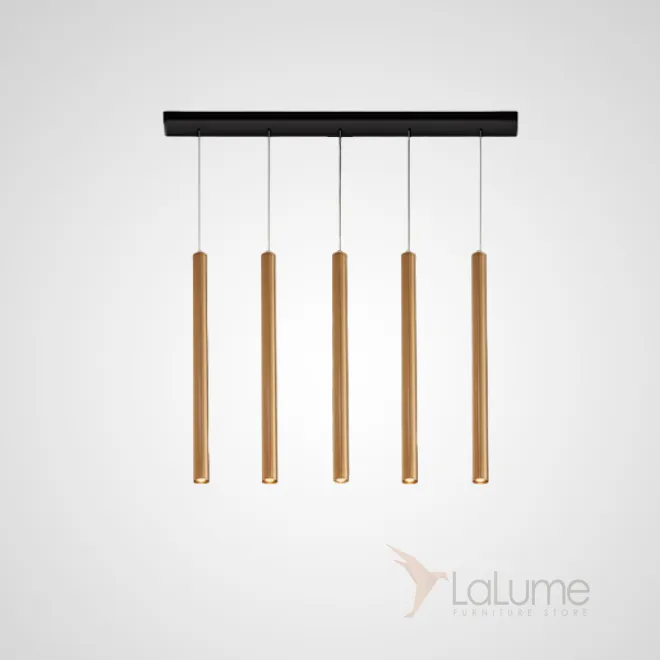 Готовая комбинация подвесных светодиодных светильников с трубчатыми плафонами оттенка латунь HARDER COMBO A L5 H40