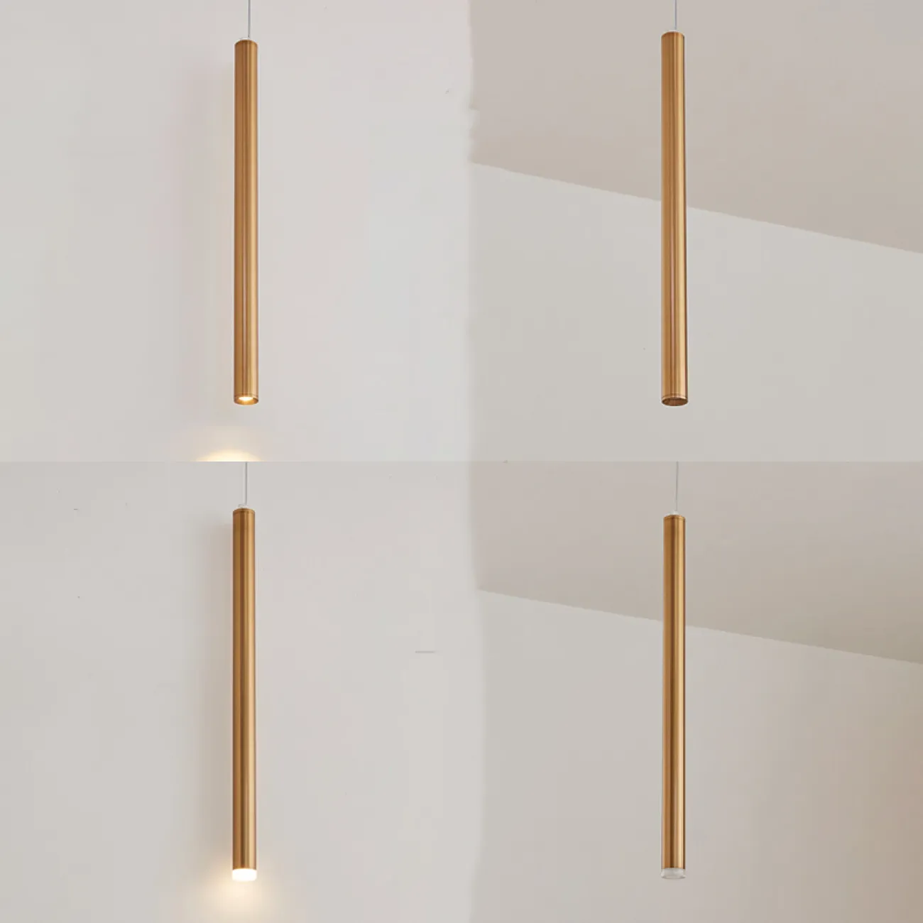 Готовая комбинация подвесных светодиодных светильников с трубчатыми плафонами оттенка латунь HARDER COMBO B L5 H40