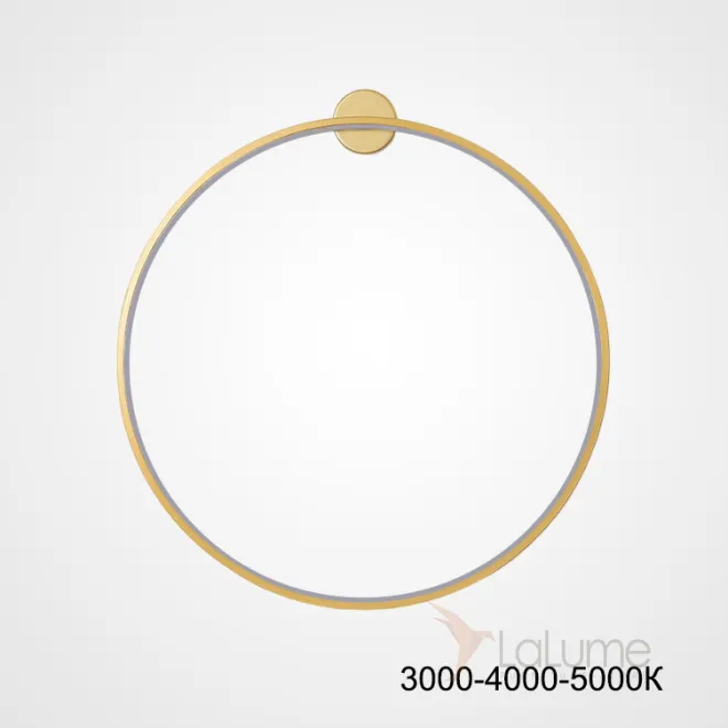 Серия настенных светильников в виде черных металлический колец разного диаметра с LED-подсветкой по контуру корпуса с круглым креплением GUARD B D80 Brass Трехцветный свет