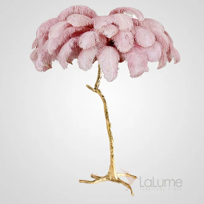 Торшер страусиные перья Feather Lamp A MODERN GRAND TOUR розовый