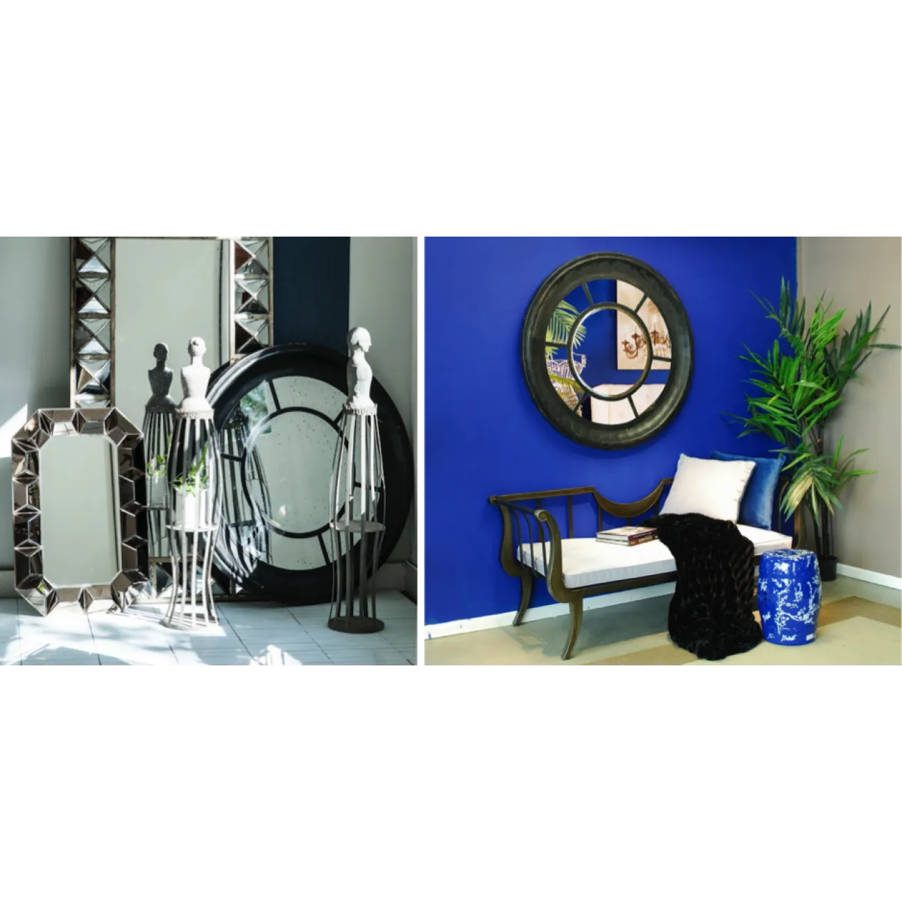 Зеркало настенное состаренное Black Round Window от LaLume