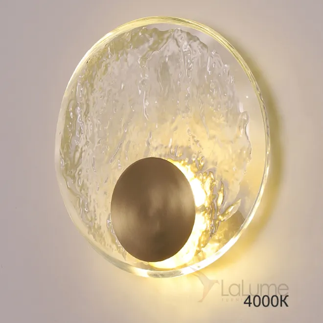 Настенный светодиодный светильник с дисковидным рельефным рассеивателем из хрусталя и круглым металлическим креплением LONA D25 4000К