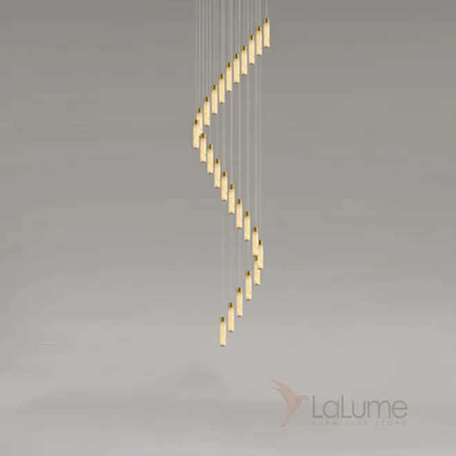 Готовая комбинация подвесных светодиодных светильников c цилиндрическими плафонами из натурального белого мрамора COMTESSE D80