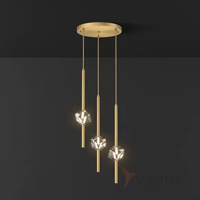 Готовая комбинация подвесных светодиодных светильников с хрустальными ромбовидными плафонами SOCRATES B COMBO L3 Brass