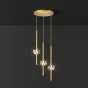 Готовая комбинация подвесных светодиодных светильников с хрустальными ромбовидными плафонами SOCRATES B COMBO L3 Brass