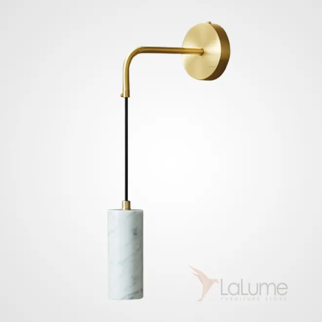 Серия настенных светильников с мраморными плафонами цилиндрической формы на кронштейне с черным подвесом SINN White Серия настенных светильников с мраморными плафонами цилиндрической формы на кронштейне с черным подвесом SINN White