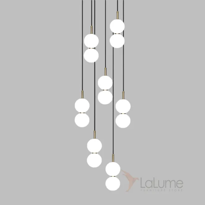 Готовая комбинация подвесных светодиодных светильников c шарообразными плафонами и купольными рассеивателями ROCCO COMBO A 7 подвесов Готовая комбинация подвесных светодиодных светильников c шарообразными плафонами и купольными рассеивателями ROCCO COMBO A 7 подвесов